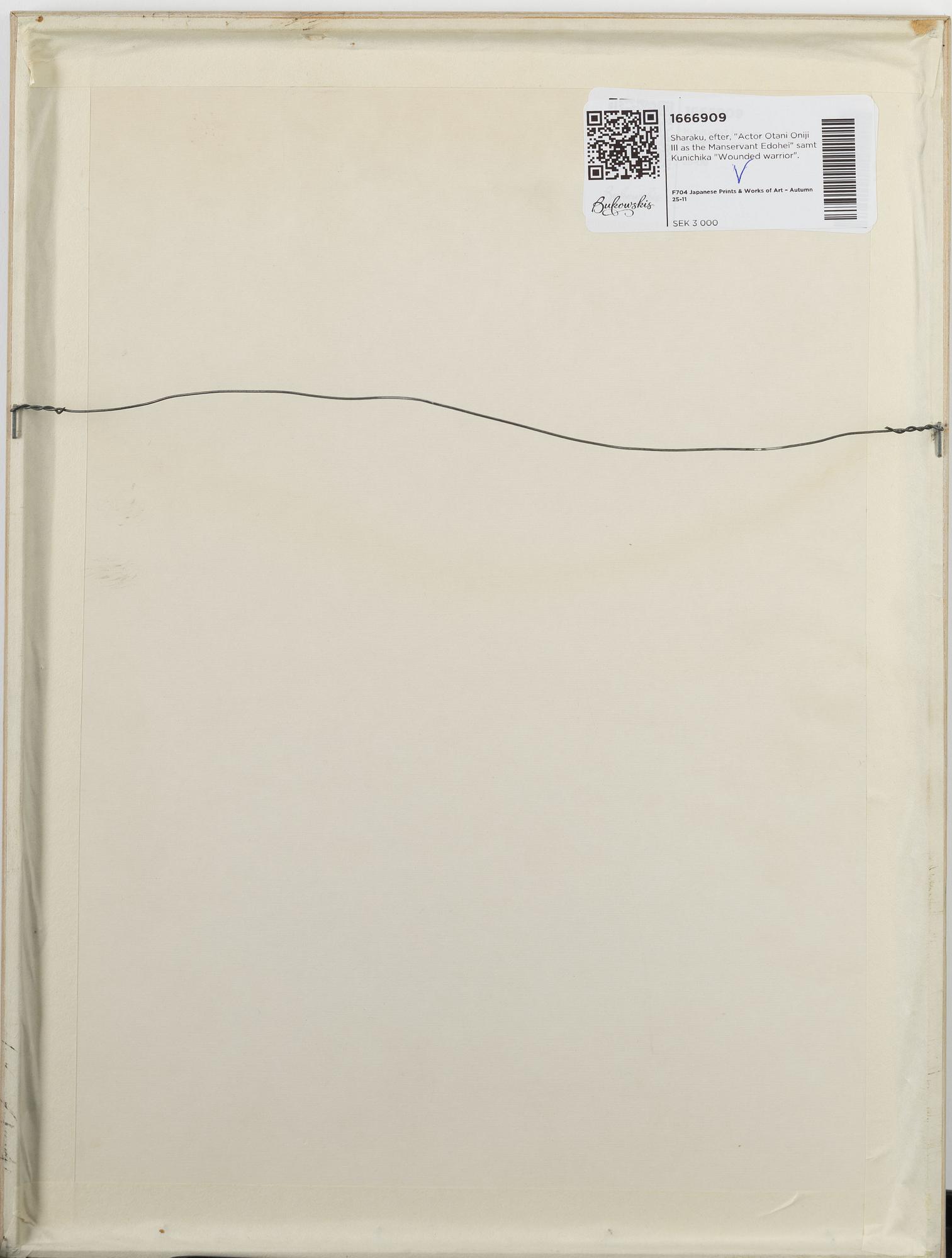 Sharaku, after, "Actor Otani Oniji III as the Manservant Edohei" and Kunichika "Wounded warrior".