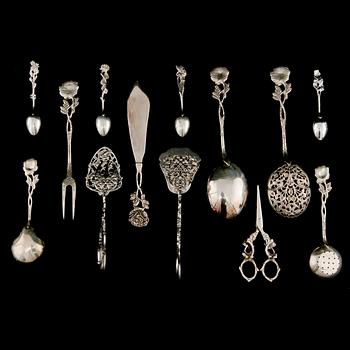 PARTI SILVERBESTICK, 26 delar, 1900-tal. Vikt 558 g.