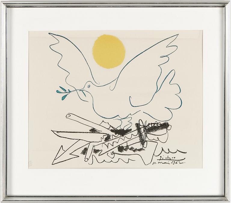 PABLO PICASSO, efter. Litografier, 7 st. Numrerade 838/1000. 1974, 25 Anniversaire du Movement de la Paix.