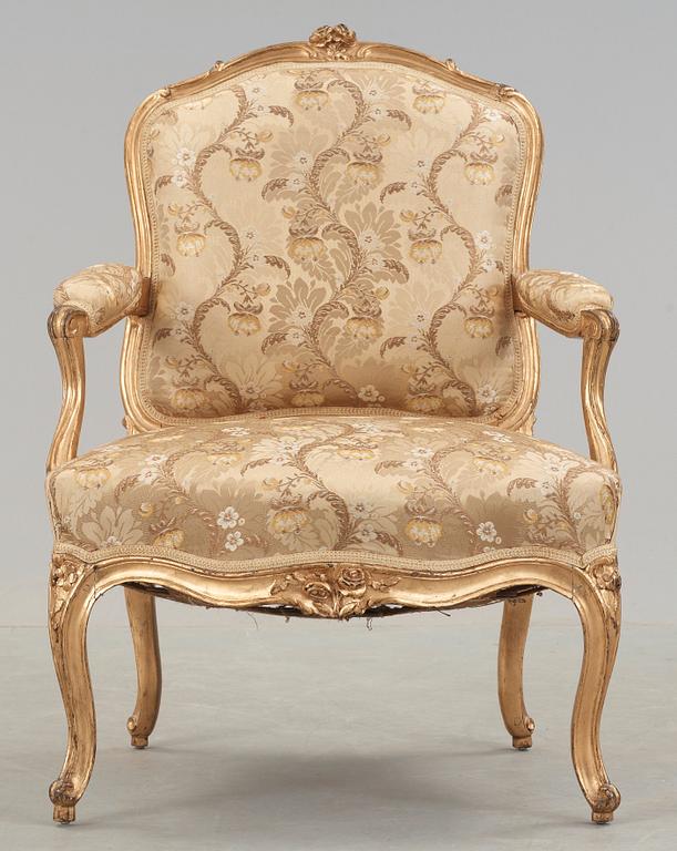A Louis XV 18th century armchair, stamped by C.-L. Burgat, master in Paris 1744.