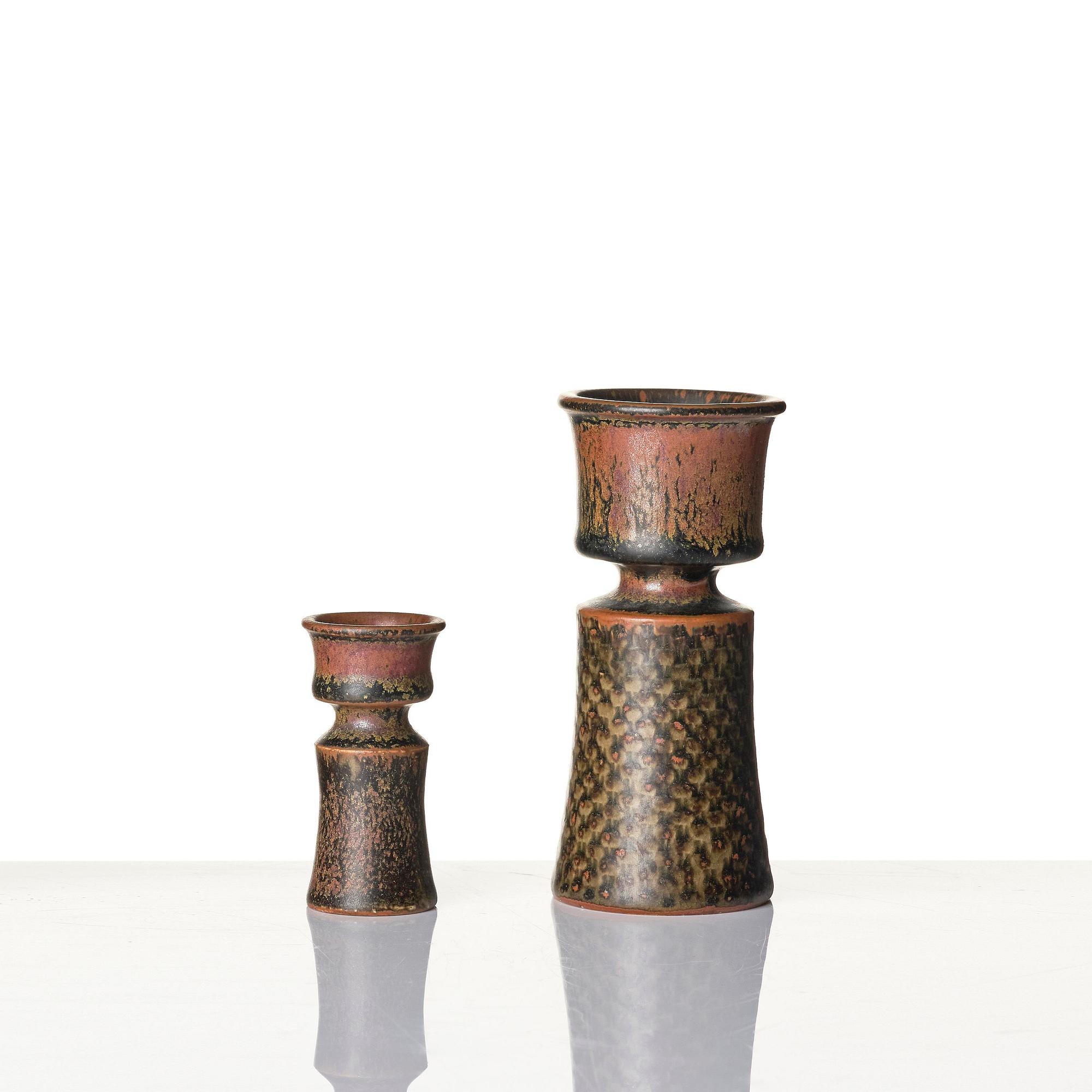Stig Lindberg, two stoneware vases, Gustavsberg Studio 1965.