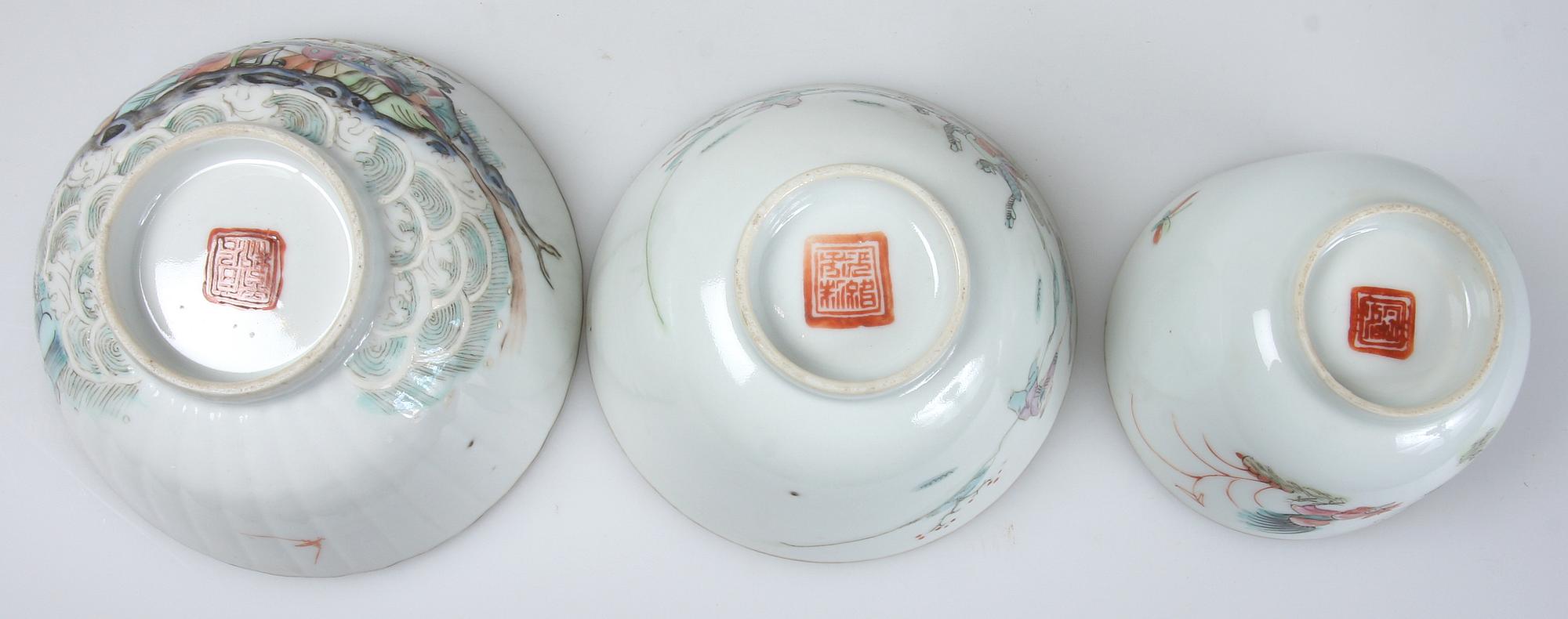 SKÅLAR, 6 st, porslin, Kina, 1700/1800-tal.