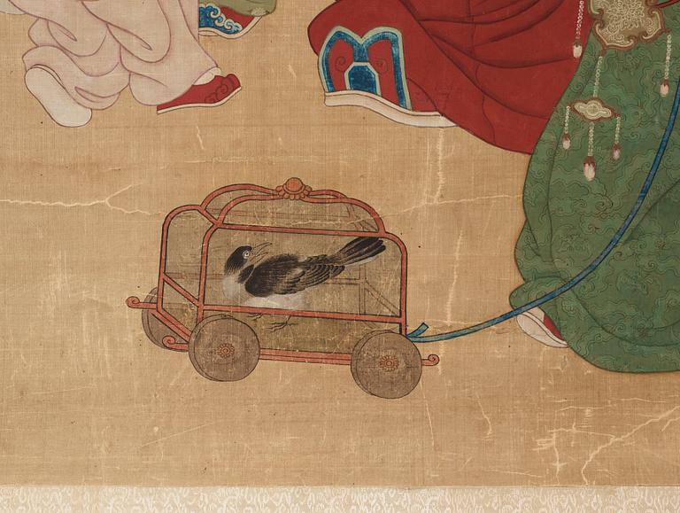 A large hanging scroll by an unidentified artist, in the style of Wan Shouqi (1603-1652), late Qing dynasty (1644-1912).