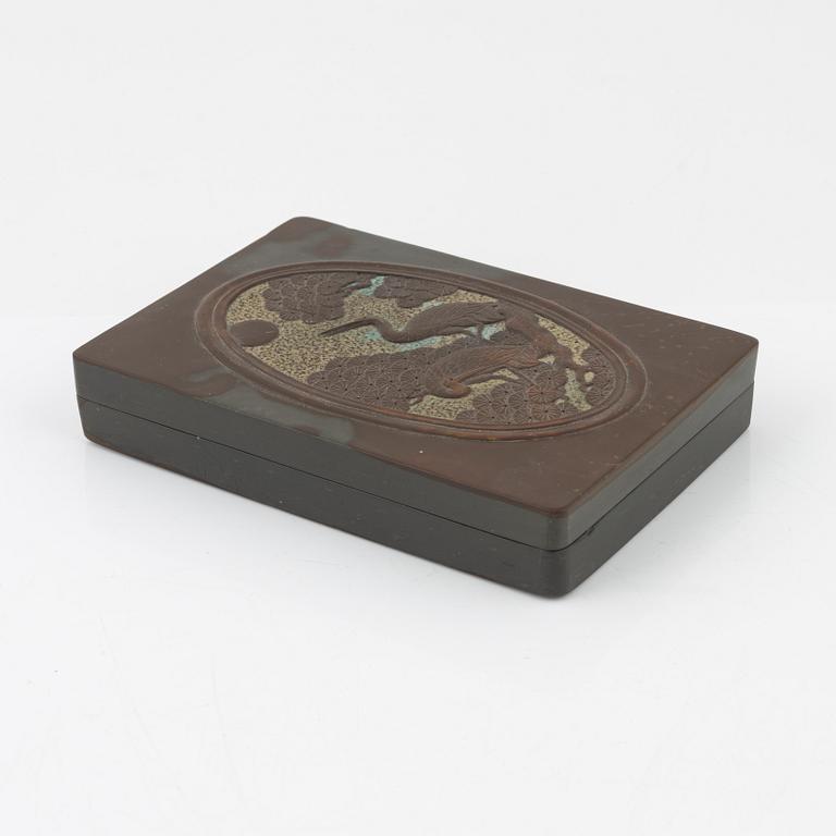 A Chinese inkstone with cover, Qingdynasty.