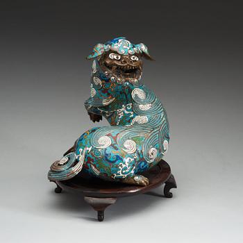 A cloisonné figure of a Buddhist Lion, Qing dynasty (1644-1912).