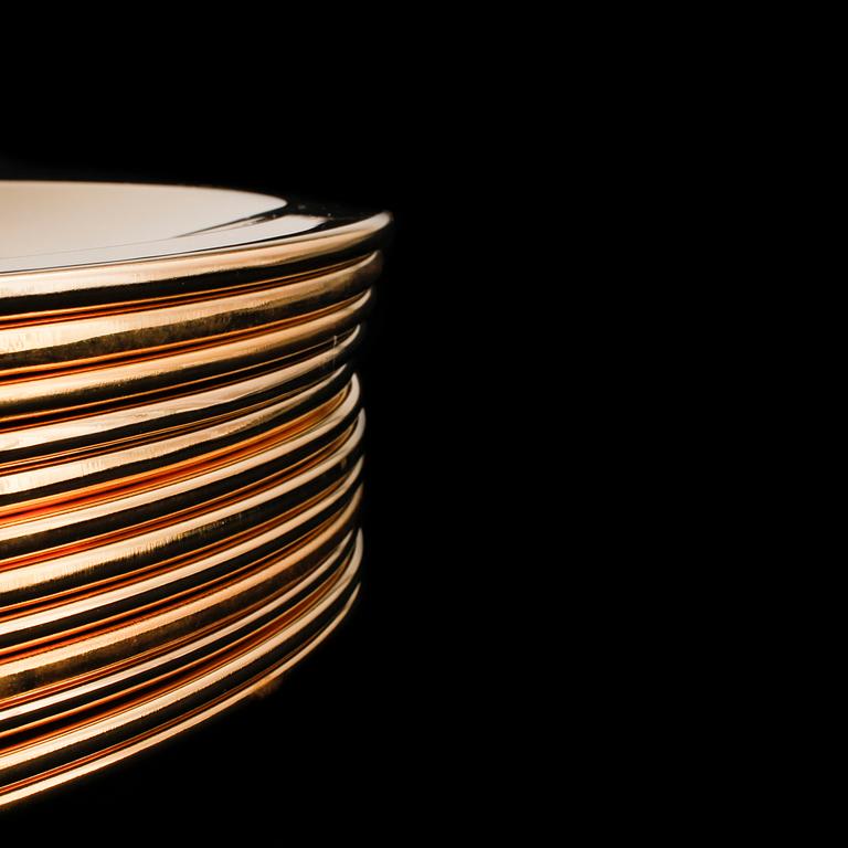 TALLRIKAR, 12 st, mässing, Skultuna, 1900-talets andra hälft.