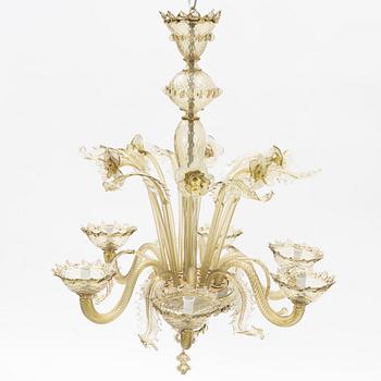 A venetian style glass chendelier, mid 20th century.