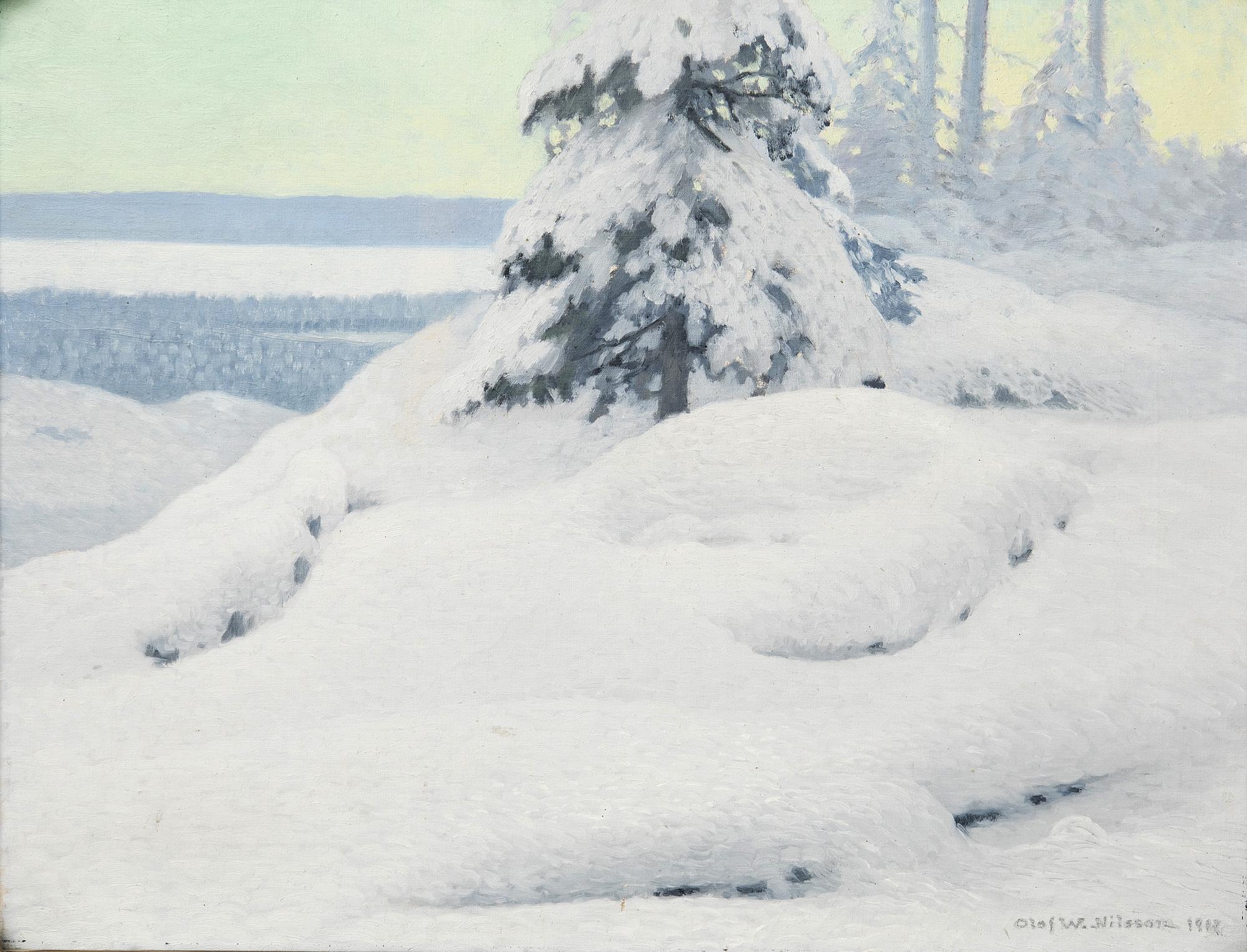 Olof Walfrid Nilsson, Winter day in the forest, motif from Värmland.