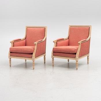 A pair of Gustavian style armchairs, late 20th Century.