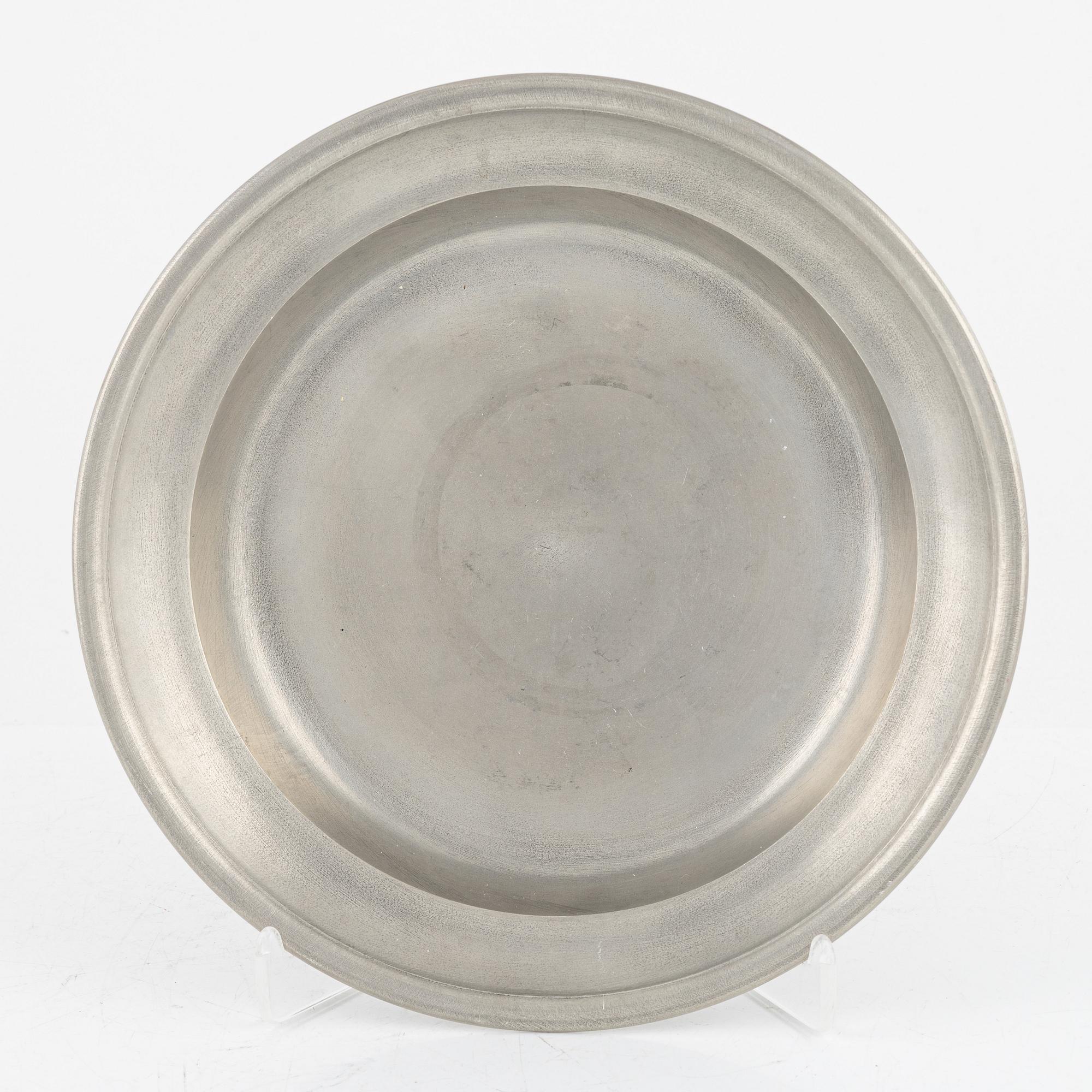 A group of eight Swedish pewter dishes, 18th-20th Century, including Mathias Norling, Jönköping, 1863.
