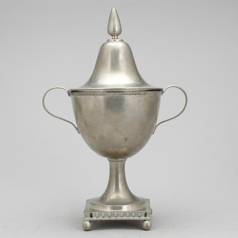SOCKERSKÅL MED LOCK, tenn, gustaviansk, sekelskiftet 1700-/1800-talet.