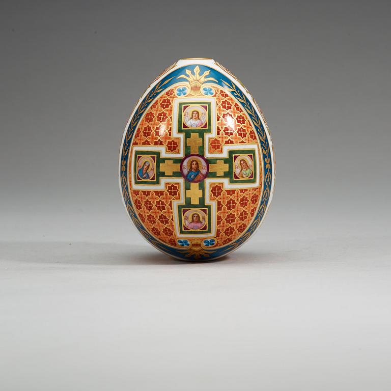 A Russian Easter Egg, Imperial Porcelain Manufactory, St Petersburfg, ca 1890.
