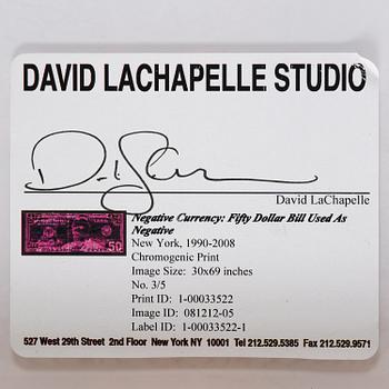 David LaChapelle, "Negative Currency: Fifty Dollar Bill Used As Negative", 1990 - 2008.