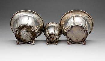 SKÅLAR, ett par samt BÄGARE, silver, K Anderson, Stockholm, 1917-18. Tot ca 455 gr.