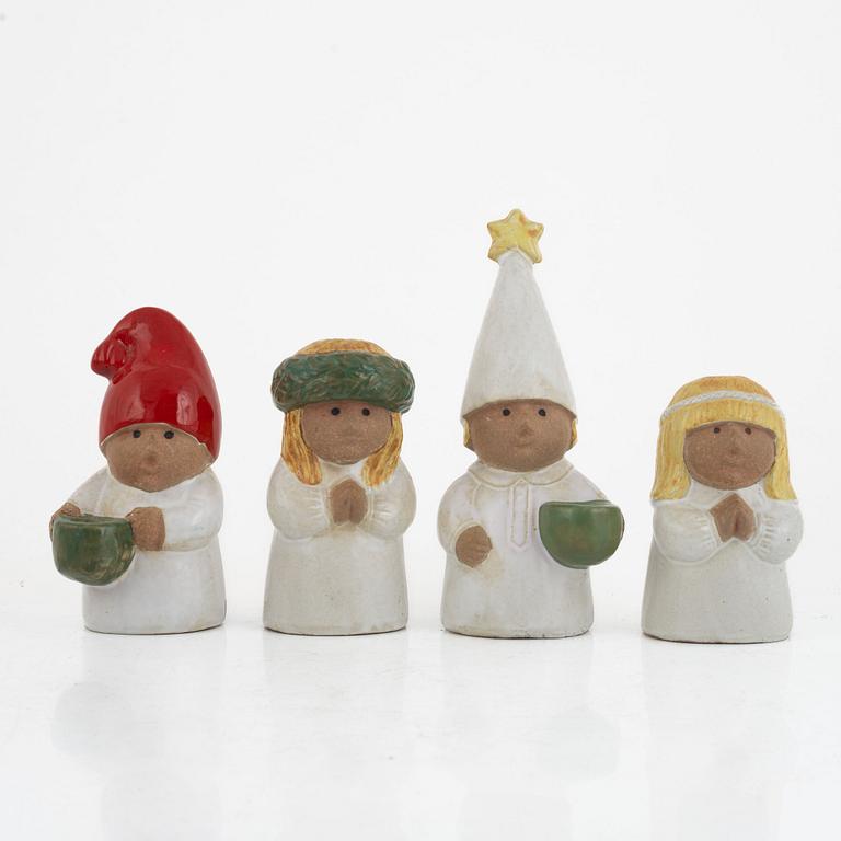 Lisa Larson, figurines, 4 pcs, stoneware, from the "Advent" series, Gustavsberg.