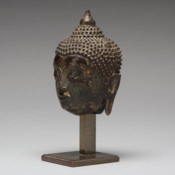BUDDHAHUVUD, brons. Thailand, troligen 1700-tal.