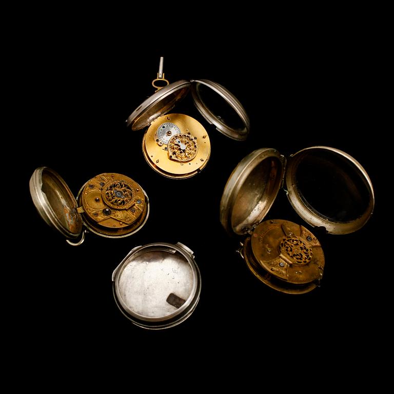 SPINDELUR, 3 st, silver, 1800-tal.
