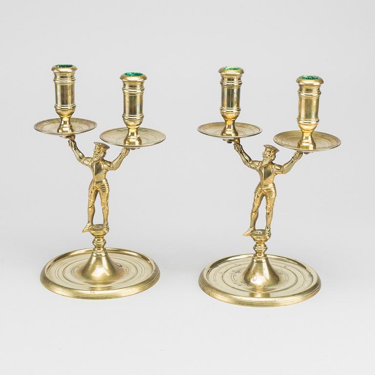 TWO RENAISSANCE STYLE CANDLE STICKS 19TH OR 20TH CENTUTY.