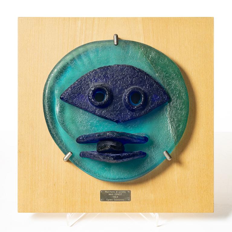 Max Ernst, sculpture, glass, "Maschera di uccello", Egidio Costantini, Italy, designed in 1964.