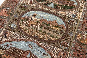 Matta, Täbriz, figural. ca 177 x. 241 cm.