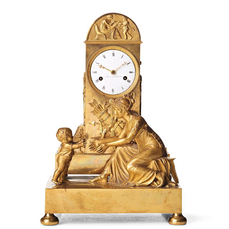 An Empire mantel clock by P H Beurling, master in Stockholm 1783.