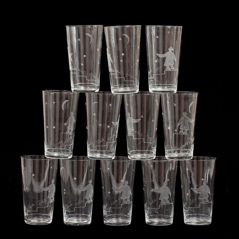 GROGGLAS, 12 st, glas, 1900-talets första hälft.