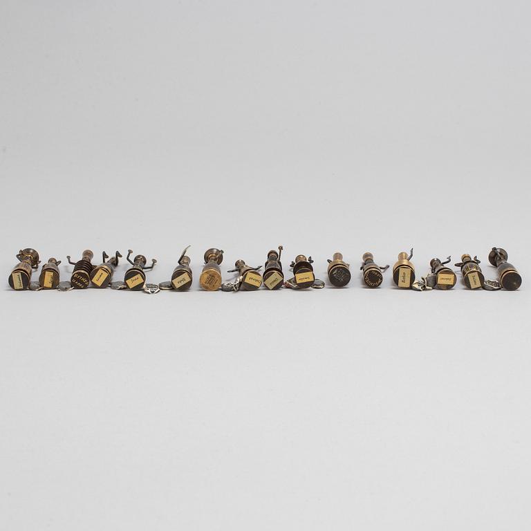 HANS TEPPICH, a set of 16 chess pieces/ biblical miniatures, Israel, 1950's-60's.