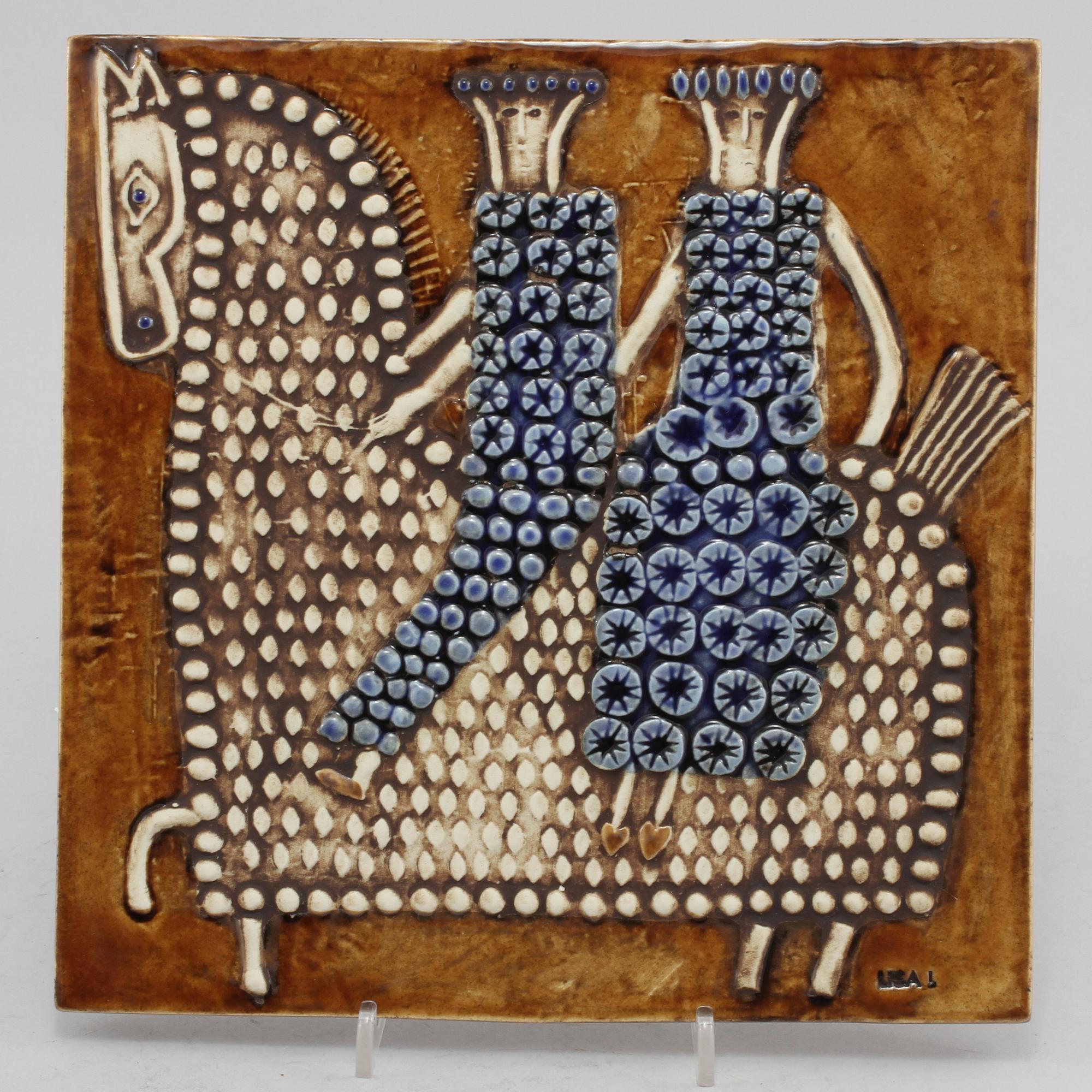 VÄGGDEKOR, stengods, Lisa Larsson, Gustavsberg, 1900-talets andra hälft.