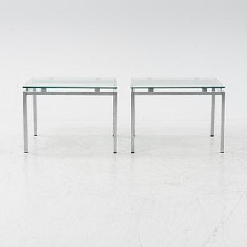 A pair of 1980's glass top side tables.