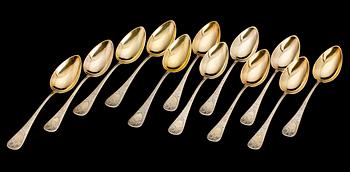 SKEDAR, 12+24+2 snarlika, silver, mest Carl Johan Grönvall, Stockholm 1880-1910-tal. Totalvikt ca 700 gram.