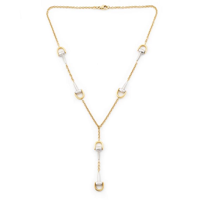 Collier 18K guld och vitguld, med motiv av hästbett.