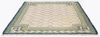 A carpet, flat weave, c. 340 x 246 cm, signed JBV (Johanna Brunssons Vävskola).