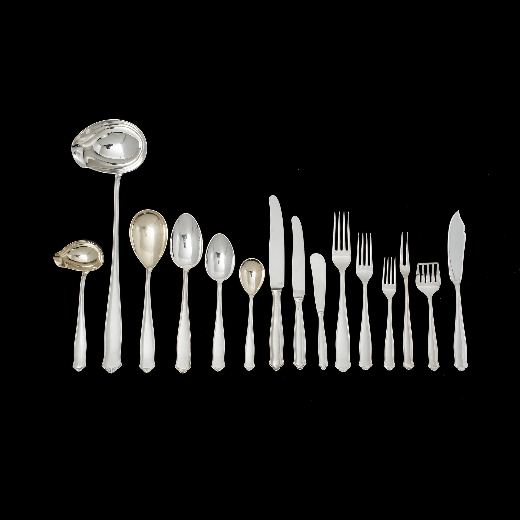 BESTICK UPPSÄTTNING, för 12 personer, nysilver, "Drotten".