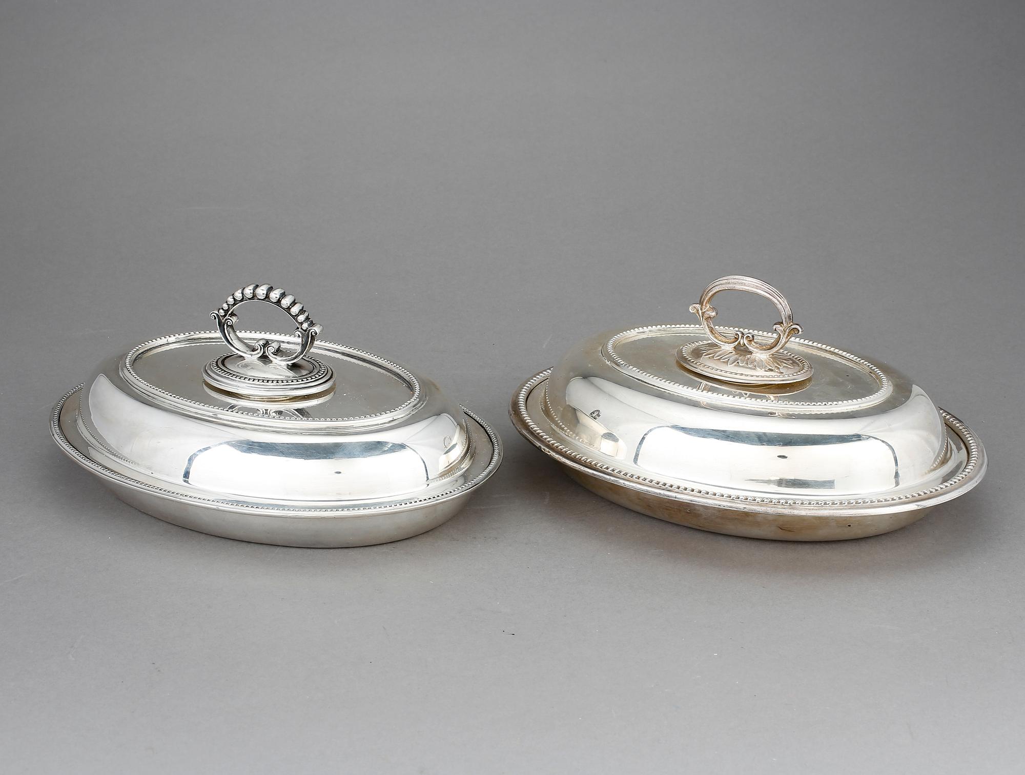 KAROTTER, ett par, nysilver, England, 1900-tal.