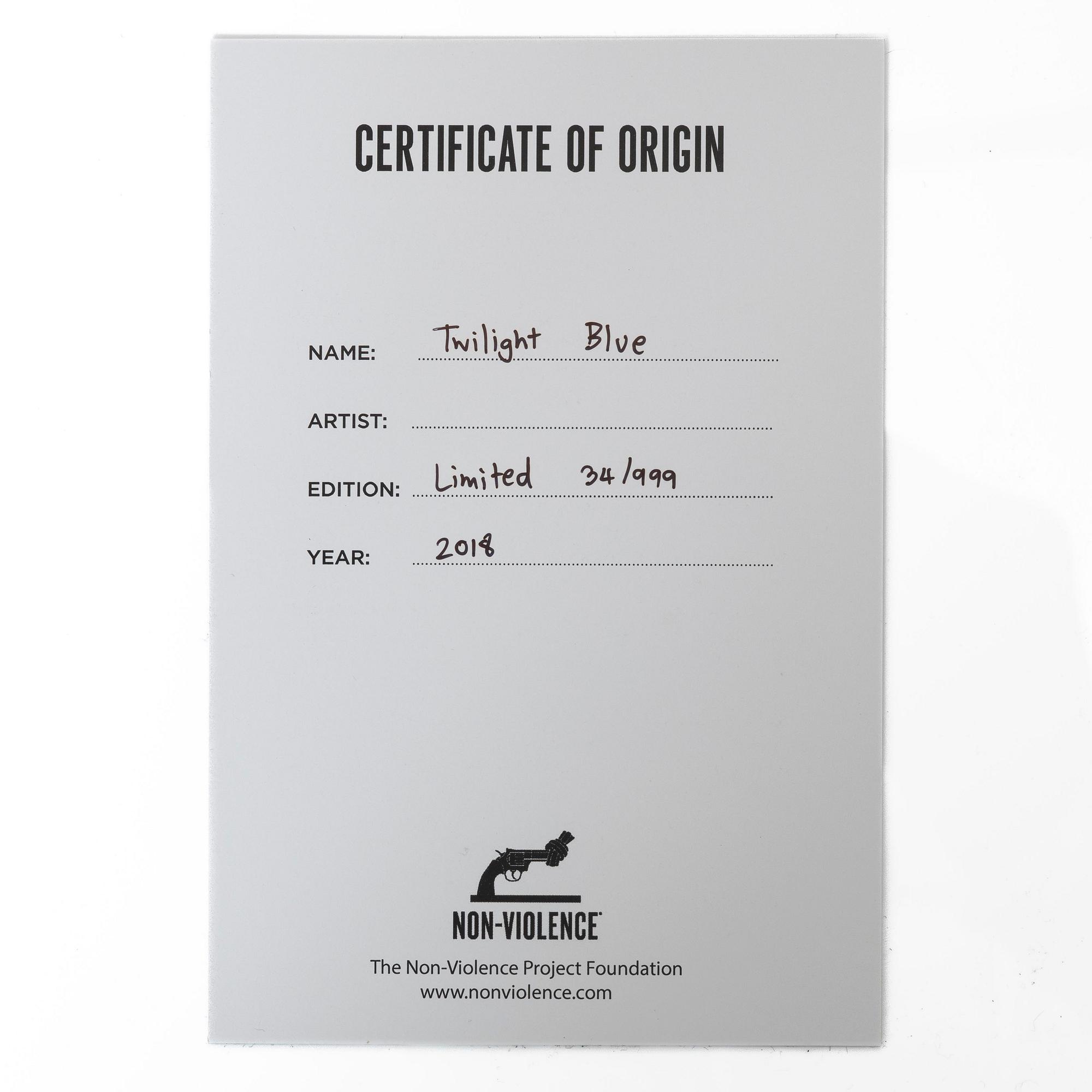 Non-Violence Art Project, "Non-Violence Twilight Blue".