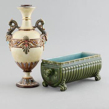 A vase and a flower pot from aorund year 1900.