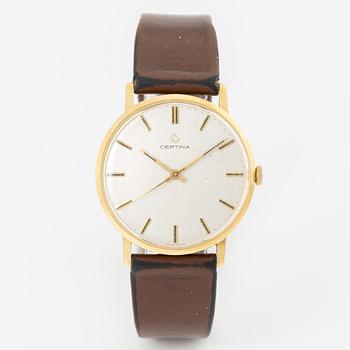 Certina, wristwatch, 18K gold, 34 mm.