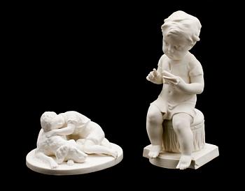 FIGURINER, 2 st, parian, Gustafsberg, tidigt 1900-tal.
