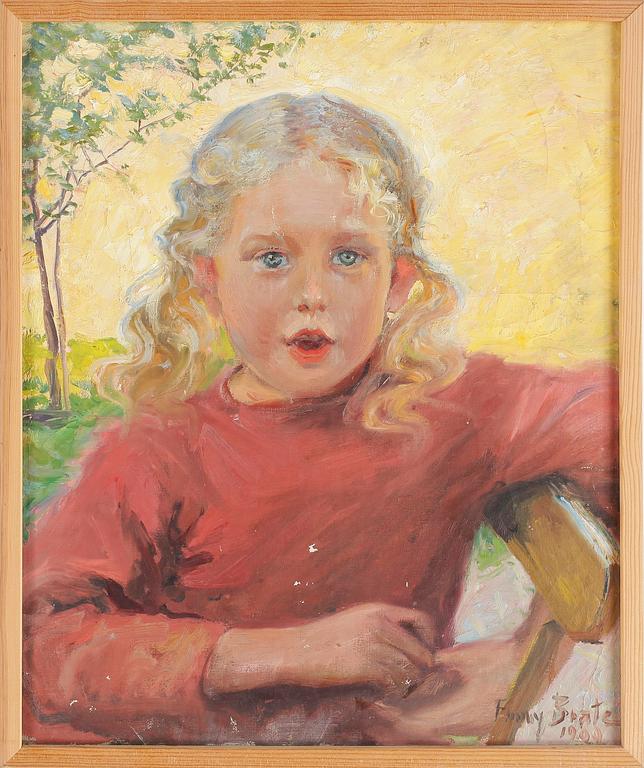 FANNY BRATE, olja på pannå, signerad daterad 1909.