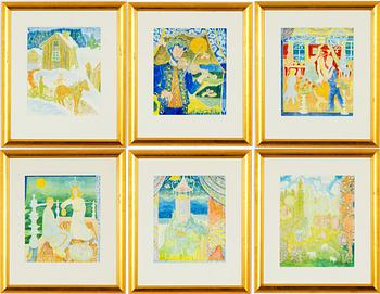 Mårten Andersson, a series of six colour lithographs, signed and numbered 28/280 and one a test print.