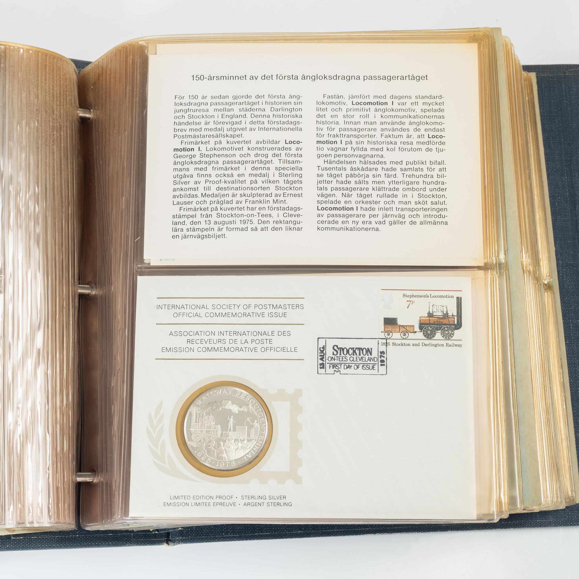 Collector's coins, 36 pcs, sterling silver, International Society of Postmasters, commemorative edition, 1975-1977.