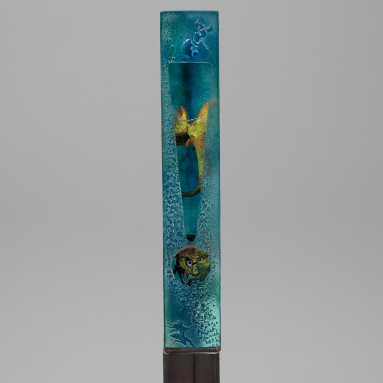 KJELL ENGMAN, a unique sand cast glass sculpture, Kosta Boda, Sweden.