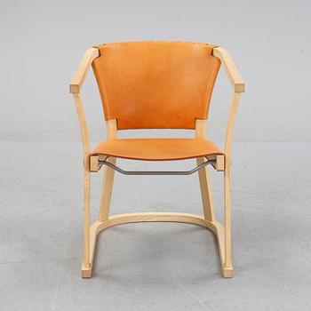 Mats Theselius, an ash, steel and leather 'T13' armchair, prototype, Gemla, Diö.