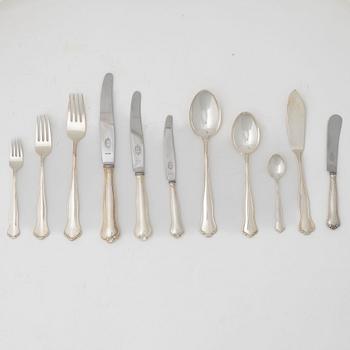 Bestickservis, 115 delar, silver, modell "Kungsholm", CG Hallberg, Stockholm, bl.a. 1949.