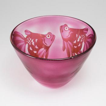 PAUL HOFF, a glass bowl from Kosta, signed.