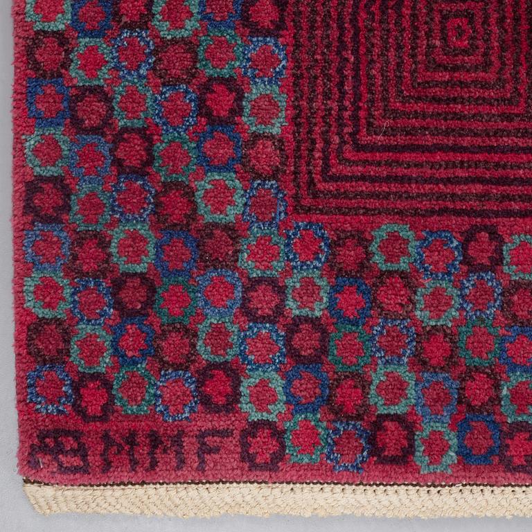 Barbro Nilsson, A CARPET, "Rödingen", knotted pile, ca 316,5 x 255 cm, signed AB MMF BN.