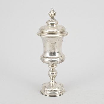 POKAL med LOCK, silver, stämplar saknas, 1800-tal.