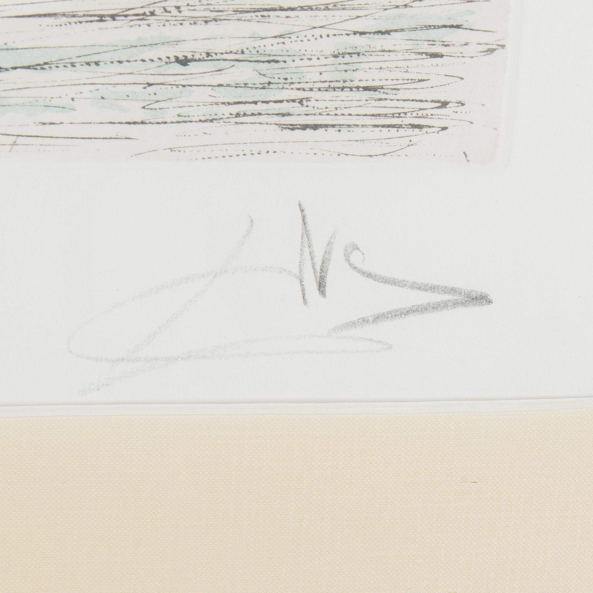 SALVADOR DALÍ, handkolorerad färgetsning med torrnål, sign o numr 124/150.