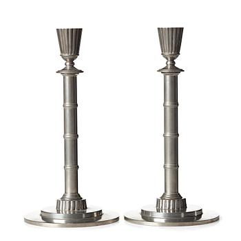 323. Erik Fleming, a pair of pewter candlesticks, Norrahammar, Sweden 1930.