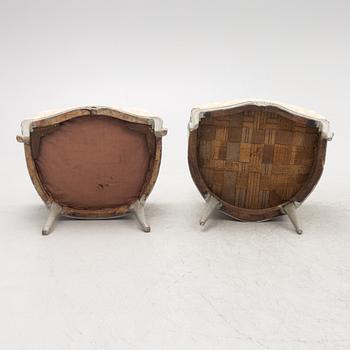 Bergeres, a pair of similar, Louis XV, signed J.C. Briois (active in Paris 1766-1782).